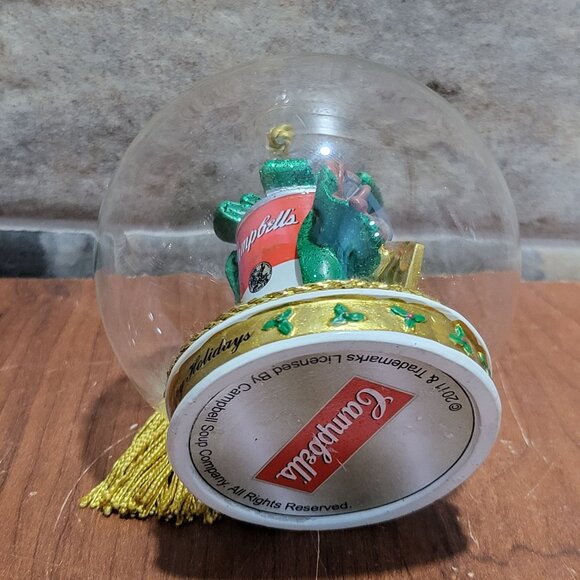 Campbells Soup Can Green Bow Clear Glass Ball Ornament Happy Holidays - Picture 7 of 11